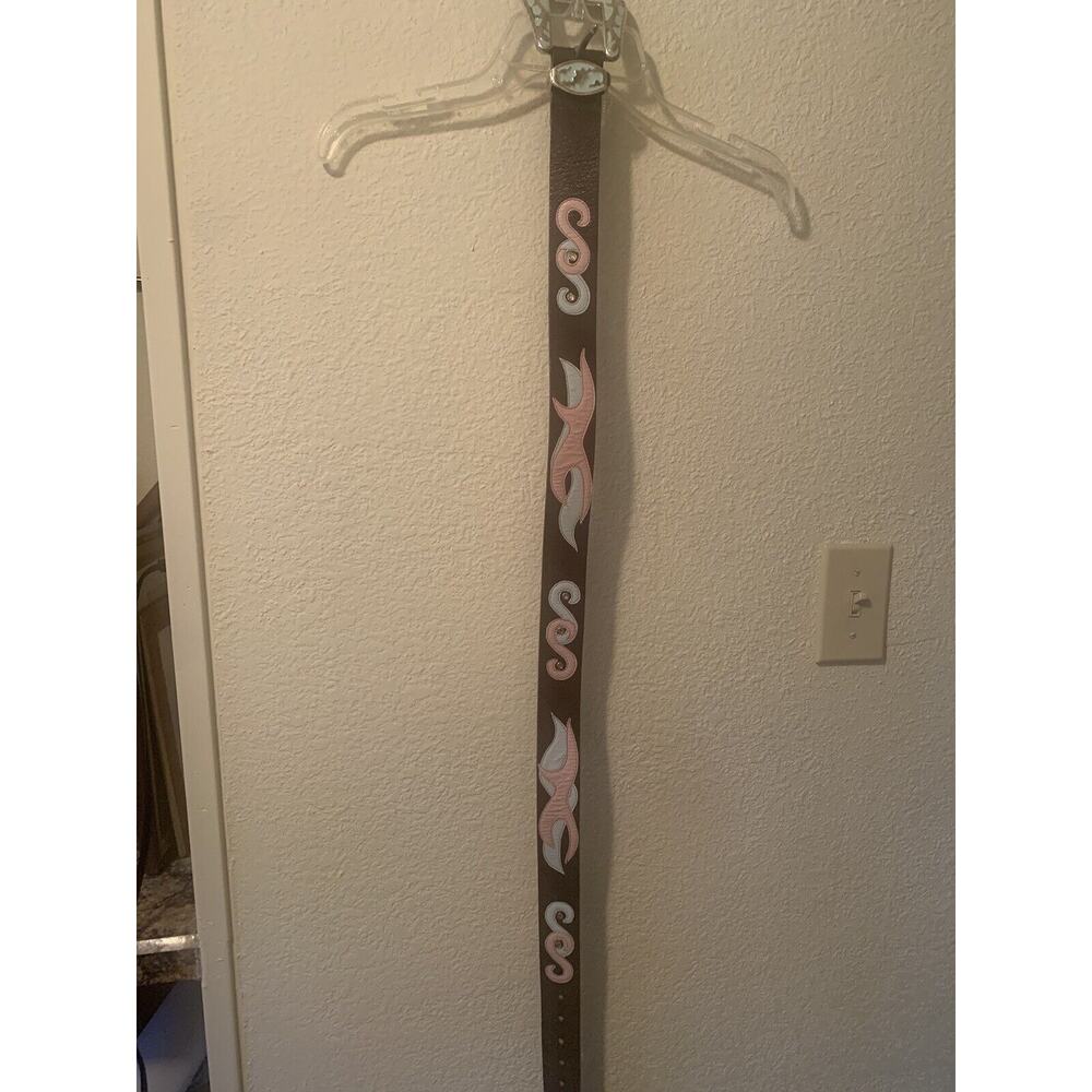 Streets Ahead Belt With Nbel Italy Teal Silvertone Buckle Pink & Turq Pink Stud